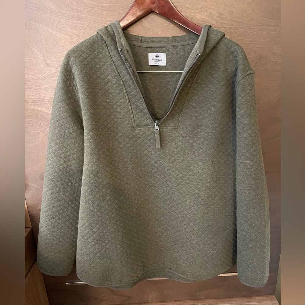Wind River Green Quilted 1/4 Zip-Up Sweater
